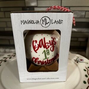 NWT Magnolia Lane Baby’s 1st Christmas Holiday Ornament- Red, Green, White